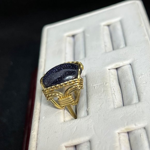 Vintage Gold Filled Wire Wrapped Purple Sun Star Stone Ring Size 6 (R230) - Picture 4 of 5